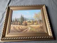 Obraz żniwa, krajobraz Pozlacana rama 70x60