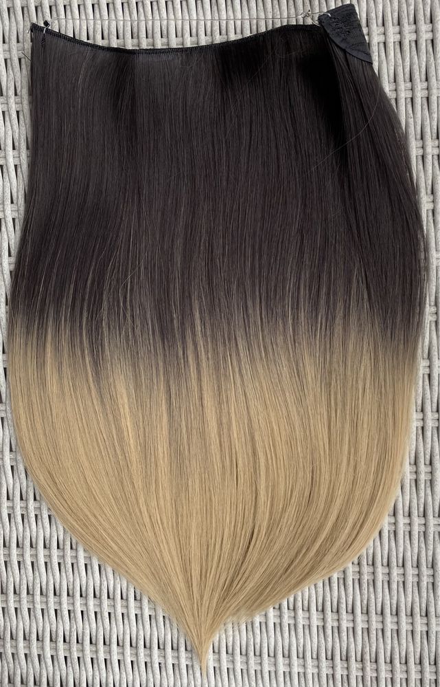 Włosy doczepiane naturalna czerń / blond /ombre włosy na żyłce ( 461 )