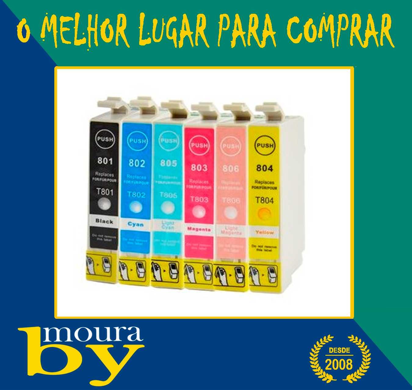 6 Tinteiros Compativeis Epson T0801 T0802 T0803 T0804 T0805 T0806