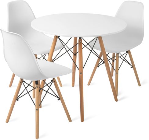 Stół 80cm+ 3 krzesła Skandynawskie