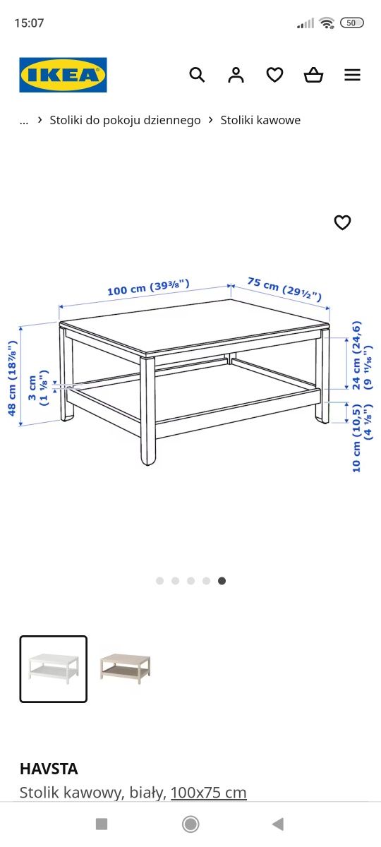 Stolik Ikea Havsta biały