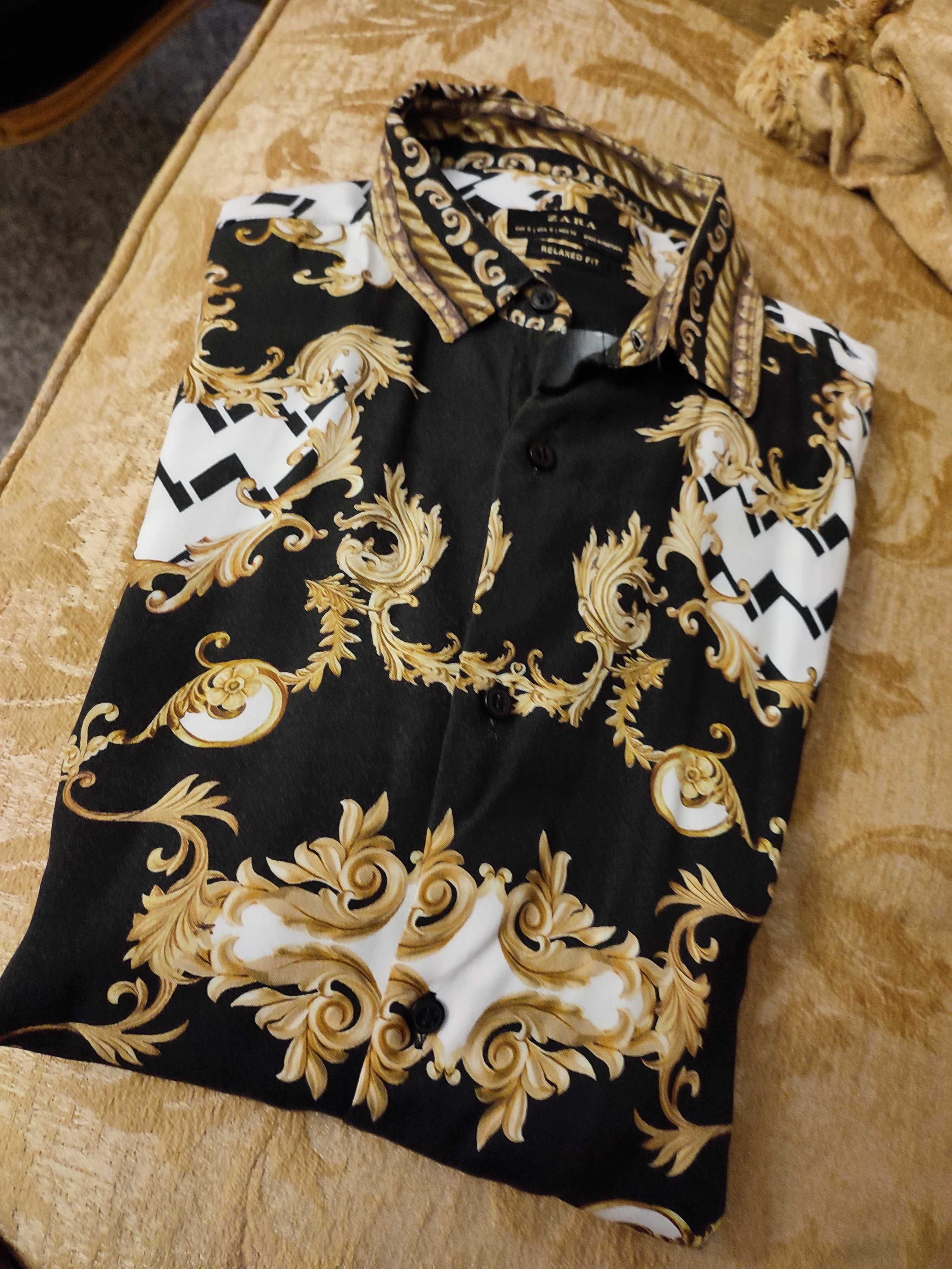Camisas preto e dourado estilo versace
