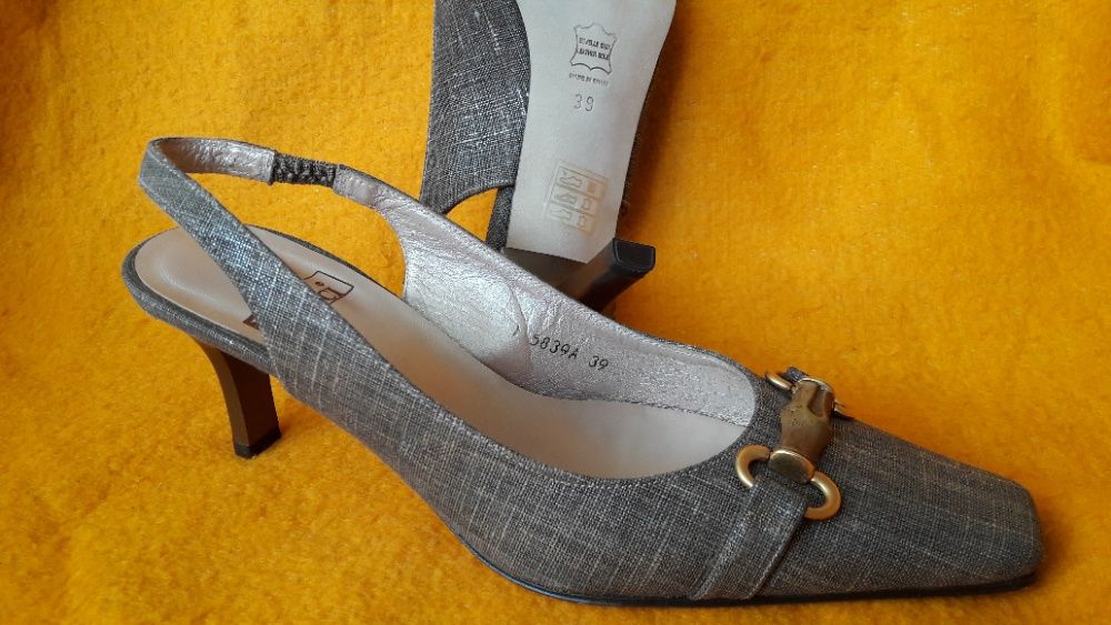 NOWE Buty Czółenka Via Vinci Szary Brąz Rozmiar 39