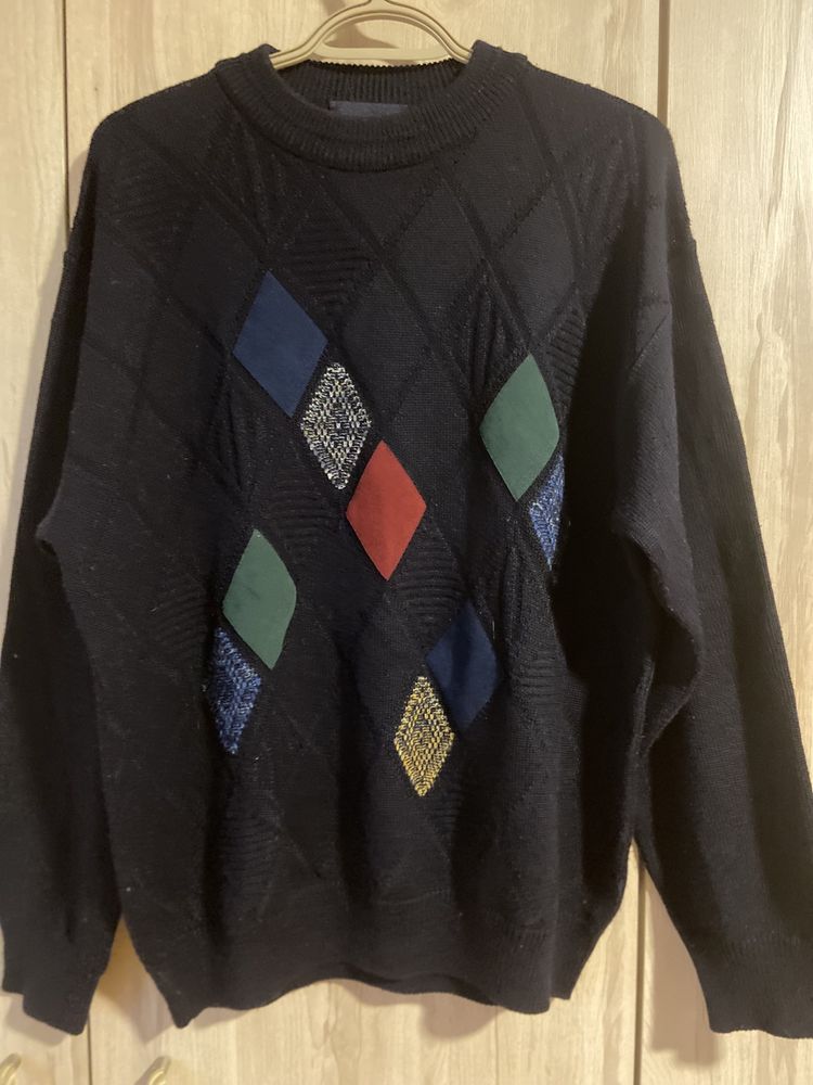 Gilberto granatowy sweter 50 M/L męski crewneck wełna