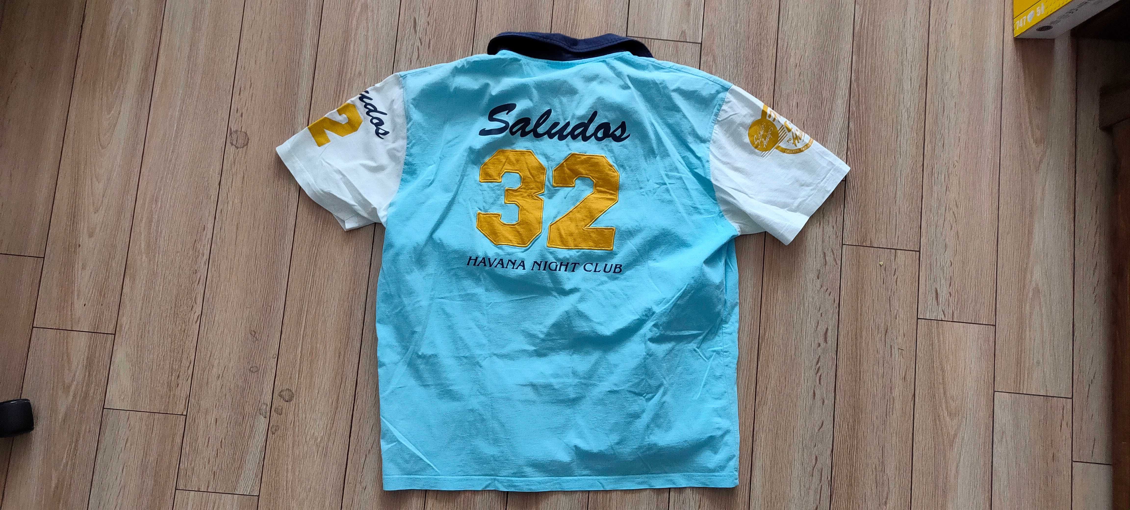 Koszulka polo z kołnierzykiem błękitna hawajka, Authentic, r. XL