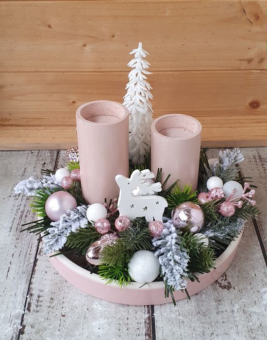 Stroik świąteczny na stół, Boże Narodzenie, świece