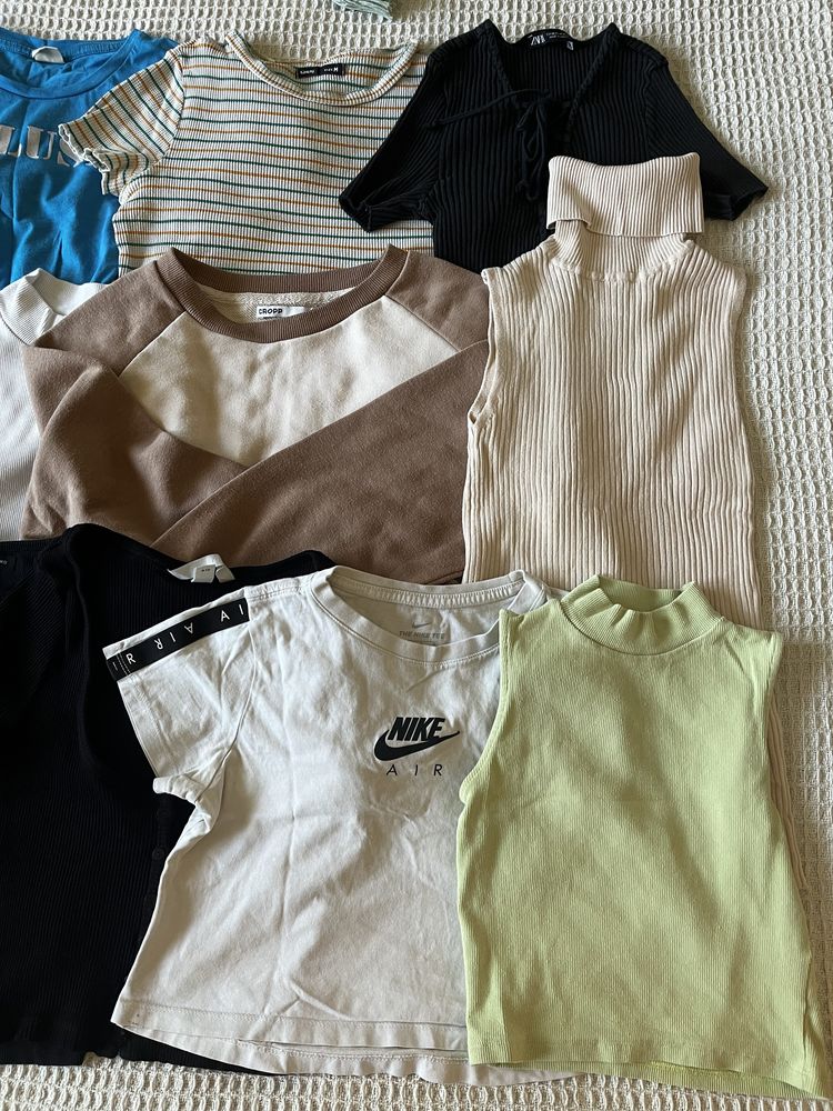Zestaw 20 sztuk topy bluzki sukienki XS Zara Sinsay Cropp nastolatka