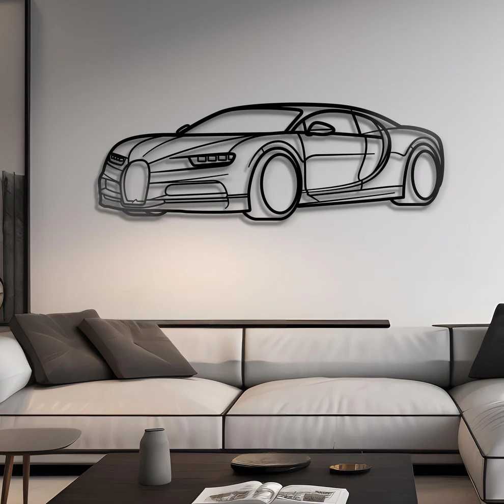 Декоративне панно з дерева Bugatti Chiron Diagonal 56см