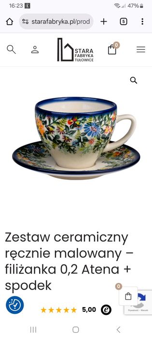 Zestaw ceramiczny stara fabryka tułowice filiżanka i spodek