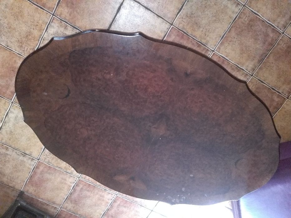 Stół / Ława - Owalny - Drewniany - Rzeźbiony