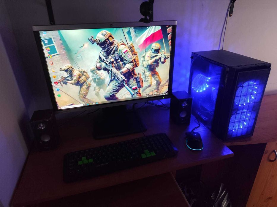Gamingowy komputer RGB.RX570 8GB,64GB RAM,M.2,1TB HDD+monitor+akcesori