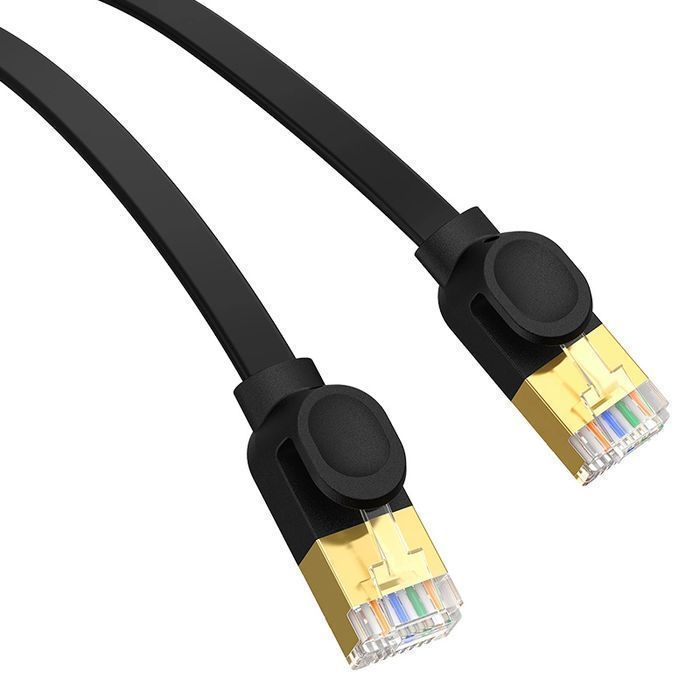 Baseus Szybki Kabel Sieciowy Rj45 Cat. 7 10Gbps 2M Płaski Czarny