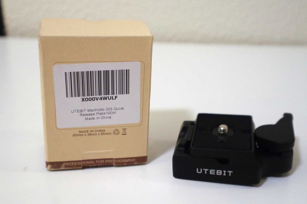 Placa de libertação rápida 323 UTEBIT em alumínio, parafuso 1/4-3/8