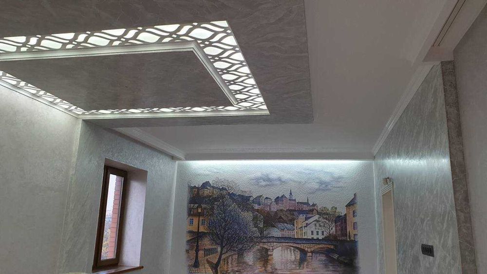 Шпаклювання стін. Фарбування стін. Вкладання плитки. Поклейка шпалерів