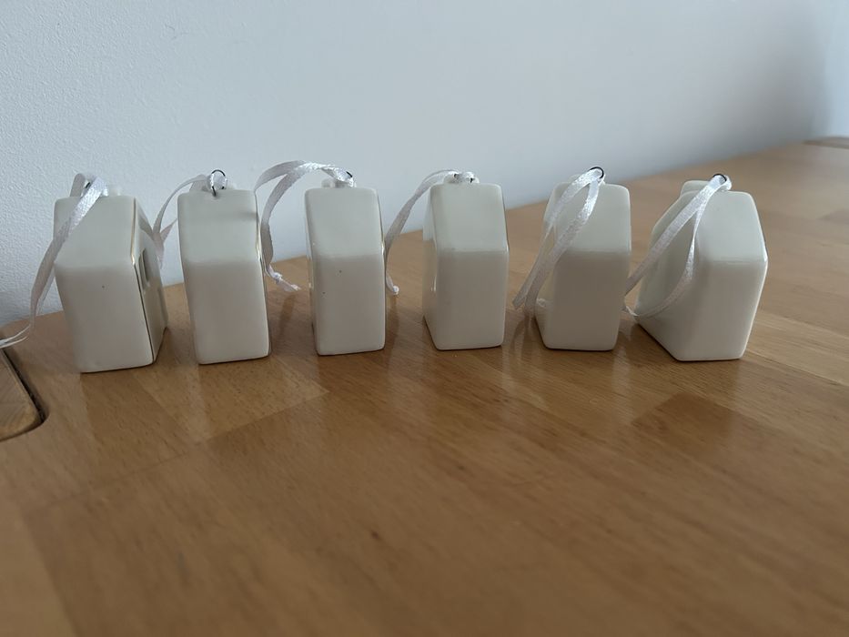 Ozdoby choinkowe, porcelanowe domki, zawieszki 6sztuk nr.8525
