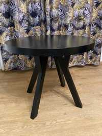 Stół okrągły rozkładany 90-190cm, czarny, Extendable black table