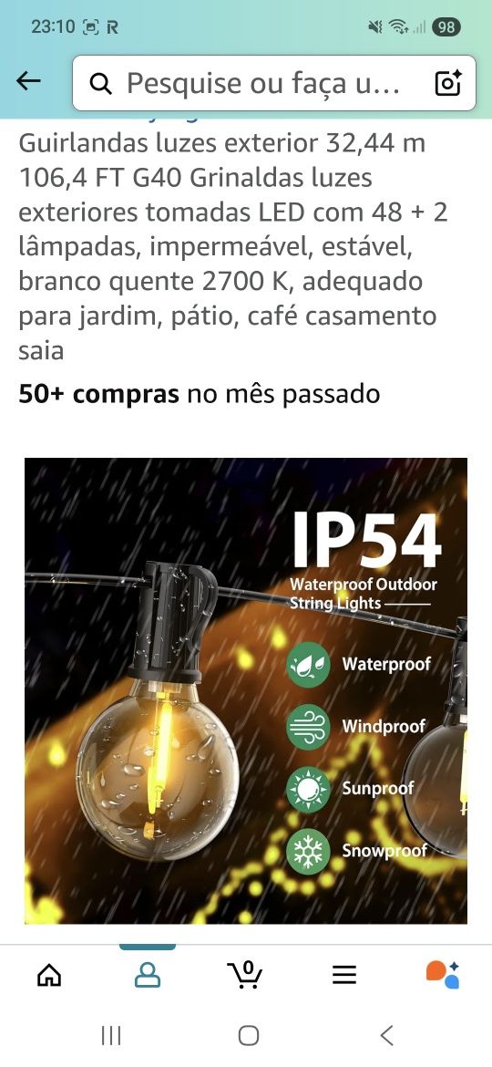 2 grinaldas de lampadas de exterior
