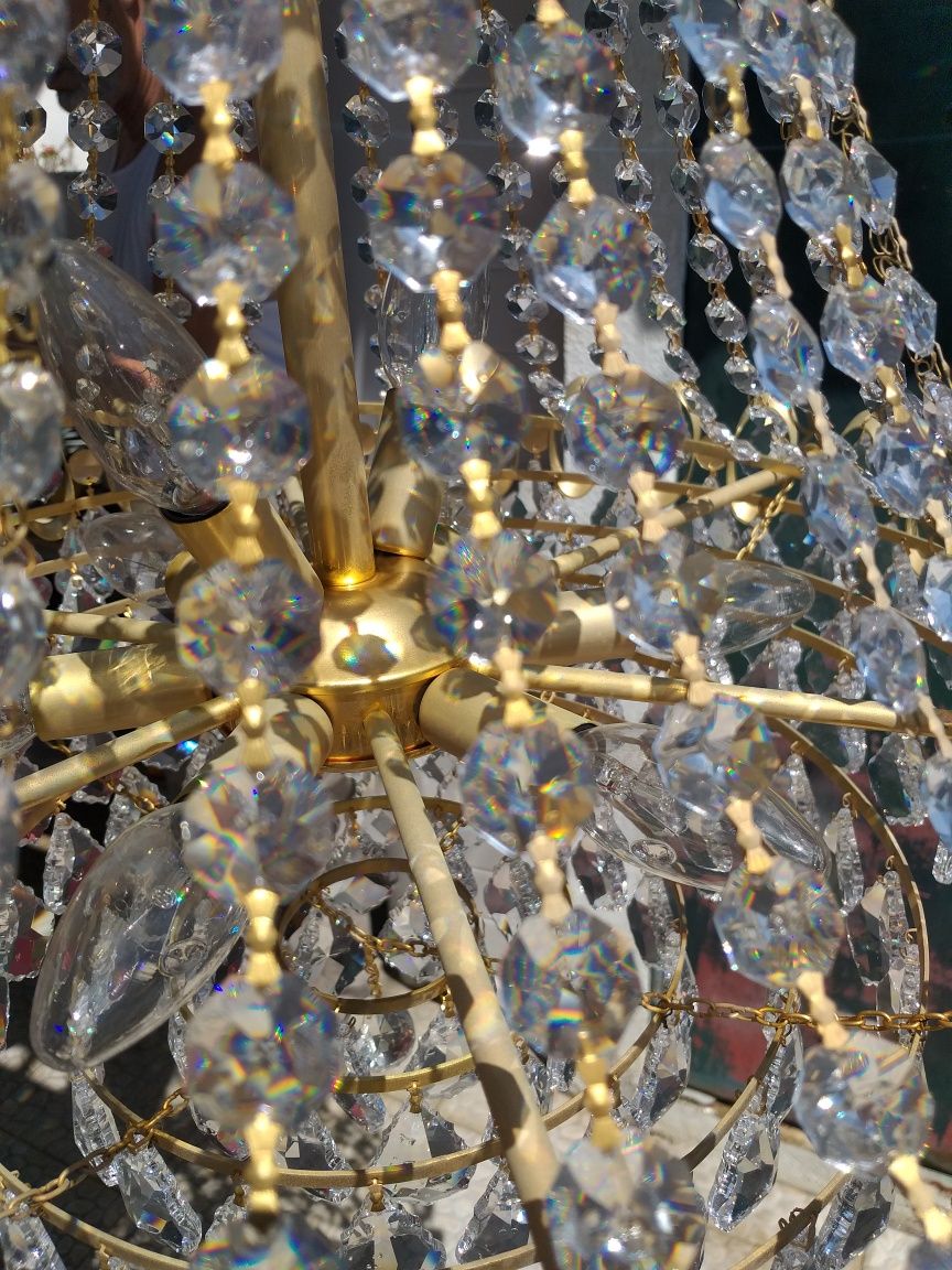 Lustre de Cristal com banho de ouro