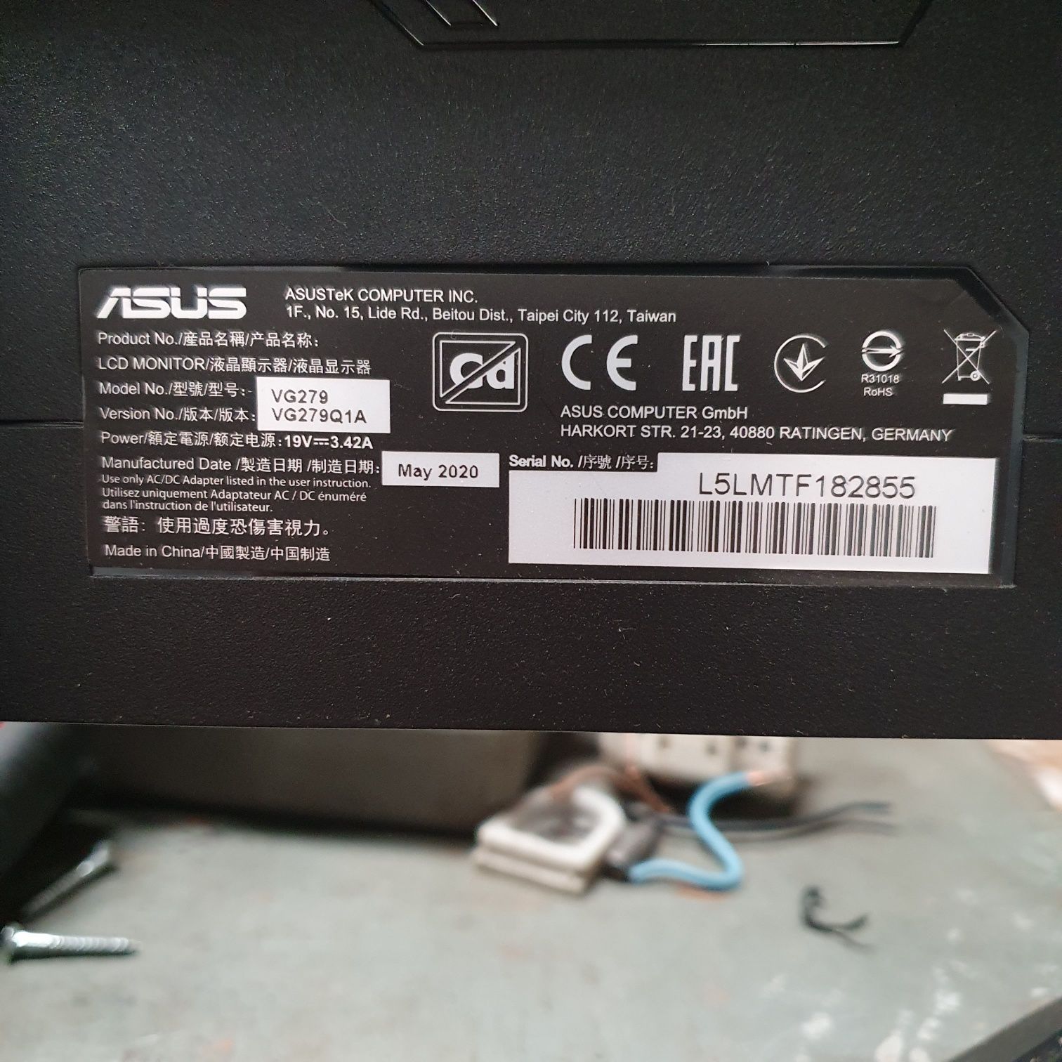 Monitor Asus vg279q1a ( para peças )
