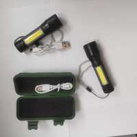 Ліхтарик на акумуляторі з USB має 2 лампи
