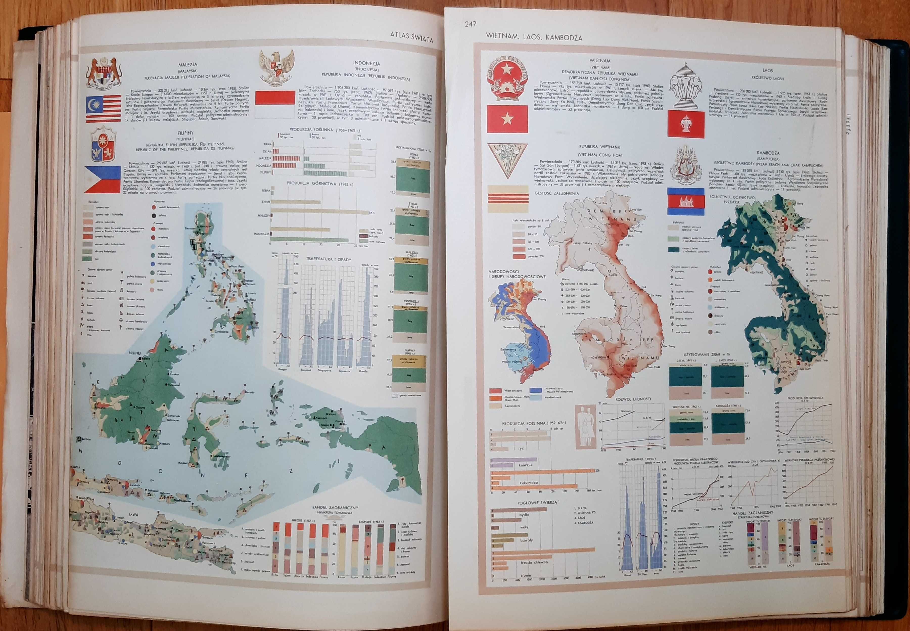 Atlas świata z 1962 r. stan bardzo dobry