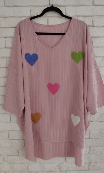 Włoska tunika serduszka 3D plus size xxxl 48 50