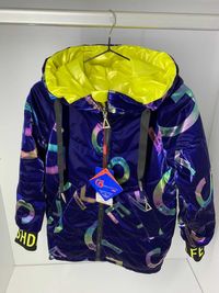 Ефектна стильна двостороння куртка демі для дівчинки 134,140, 146,152