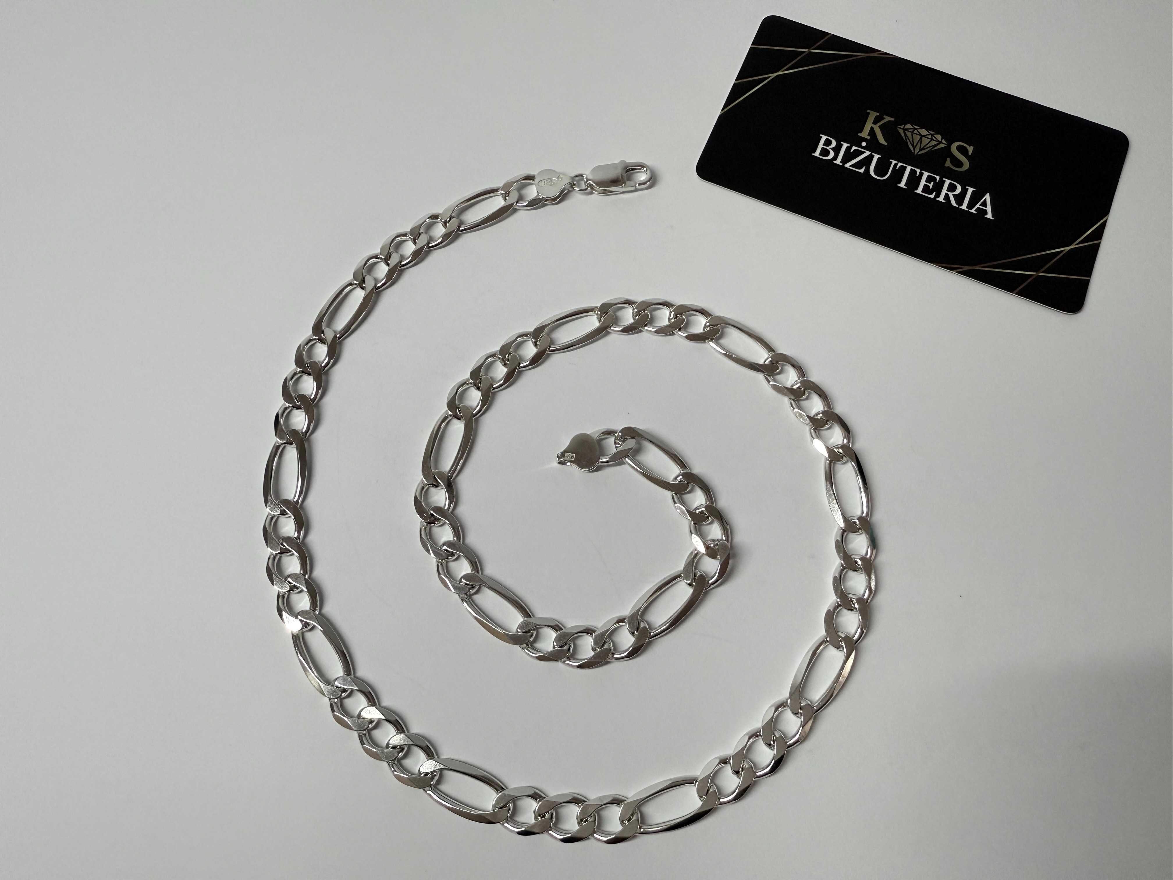 Srebrny Łańcuszek splot Figaro 56,5 CM 44 GRAM ! PR. 925 Okazja !