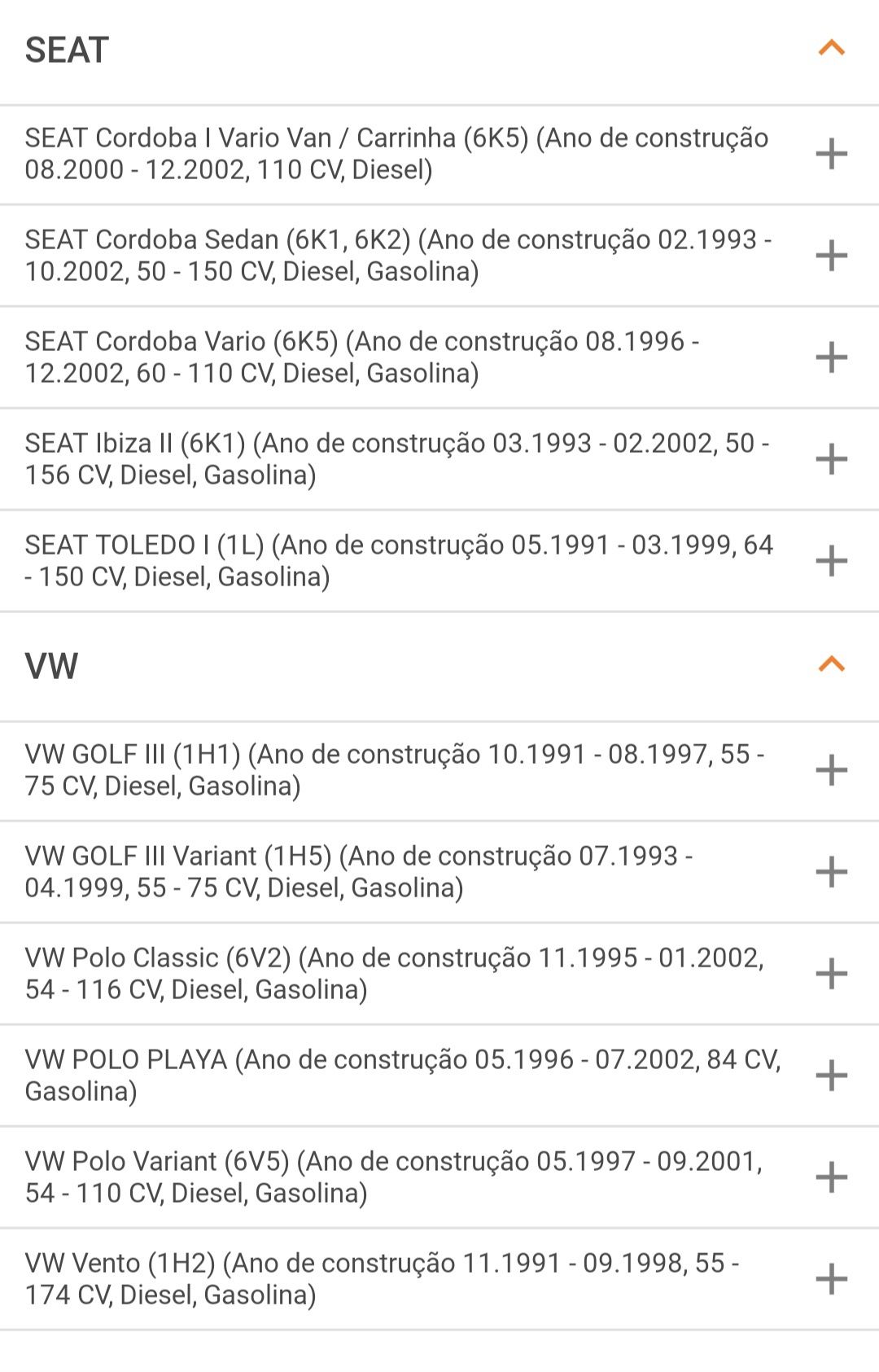 Pastilhas travão SEAT, Volkswagen