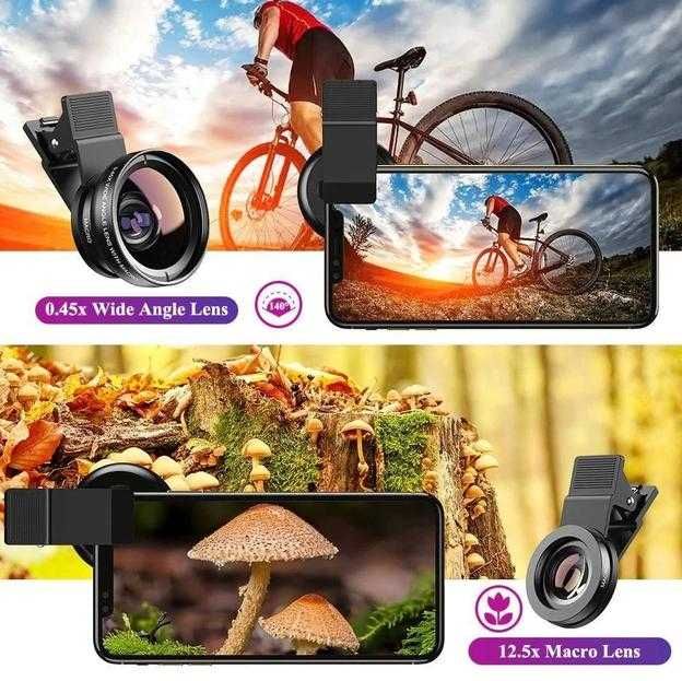 Apexel APL-0.45WM Deluxe Lens Clip Kit 2 in 1,набір лінз для телефона