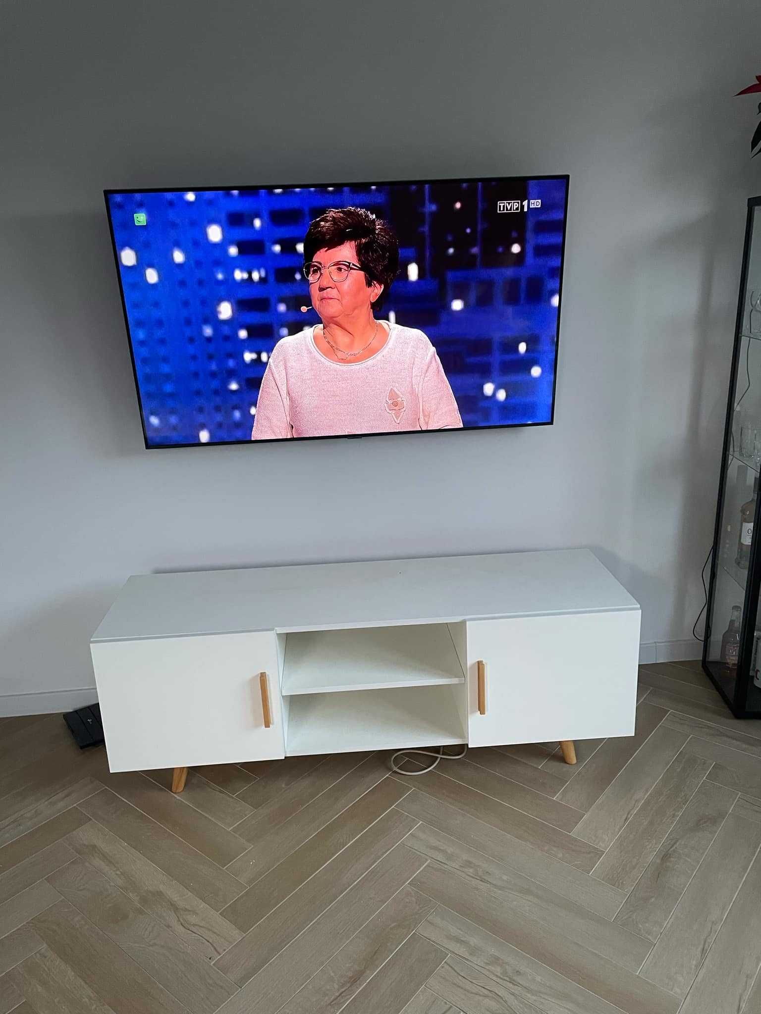 Szafka RTV biały połysk dl 160 cm styl skandynawski