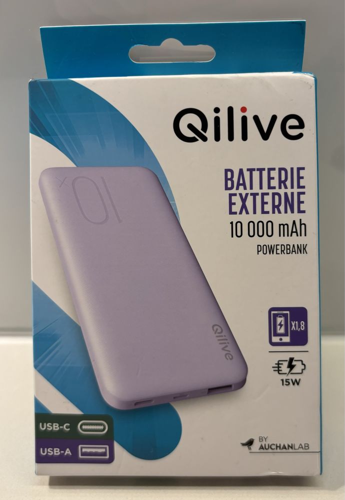 Qilive Power Bank 10 000 mAh USB-C, USB-A kolor fioletowy