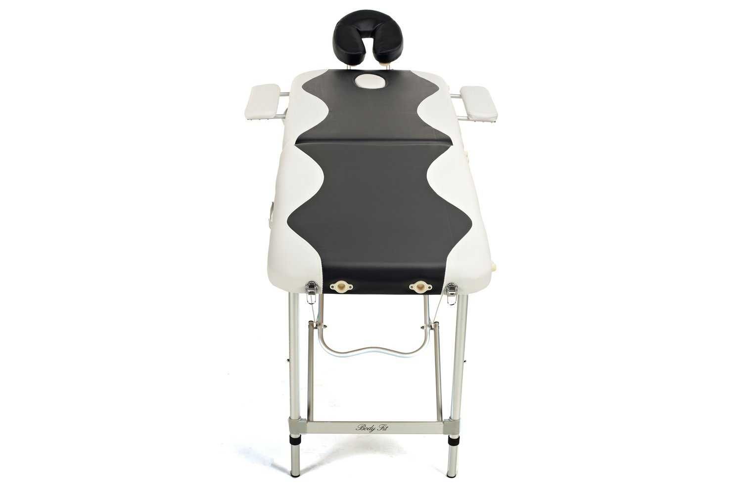 Stół, łóżko do masażu 2-segmentowe aluminiowe dwukolorowe czarno-białe