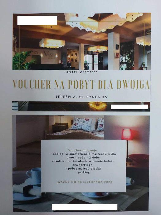 Voucher pobytowy dla 2 osób w apartamencie w hotelu VESTA w Jeleśni