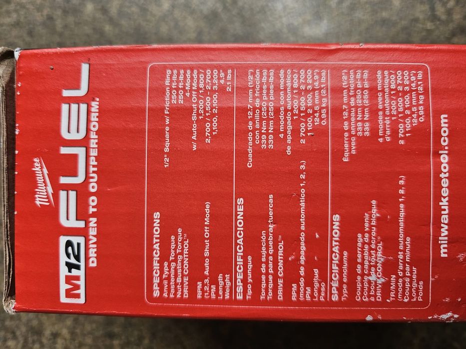 Klucz udarowy 1/2 m12 milwaukee  255-20