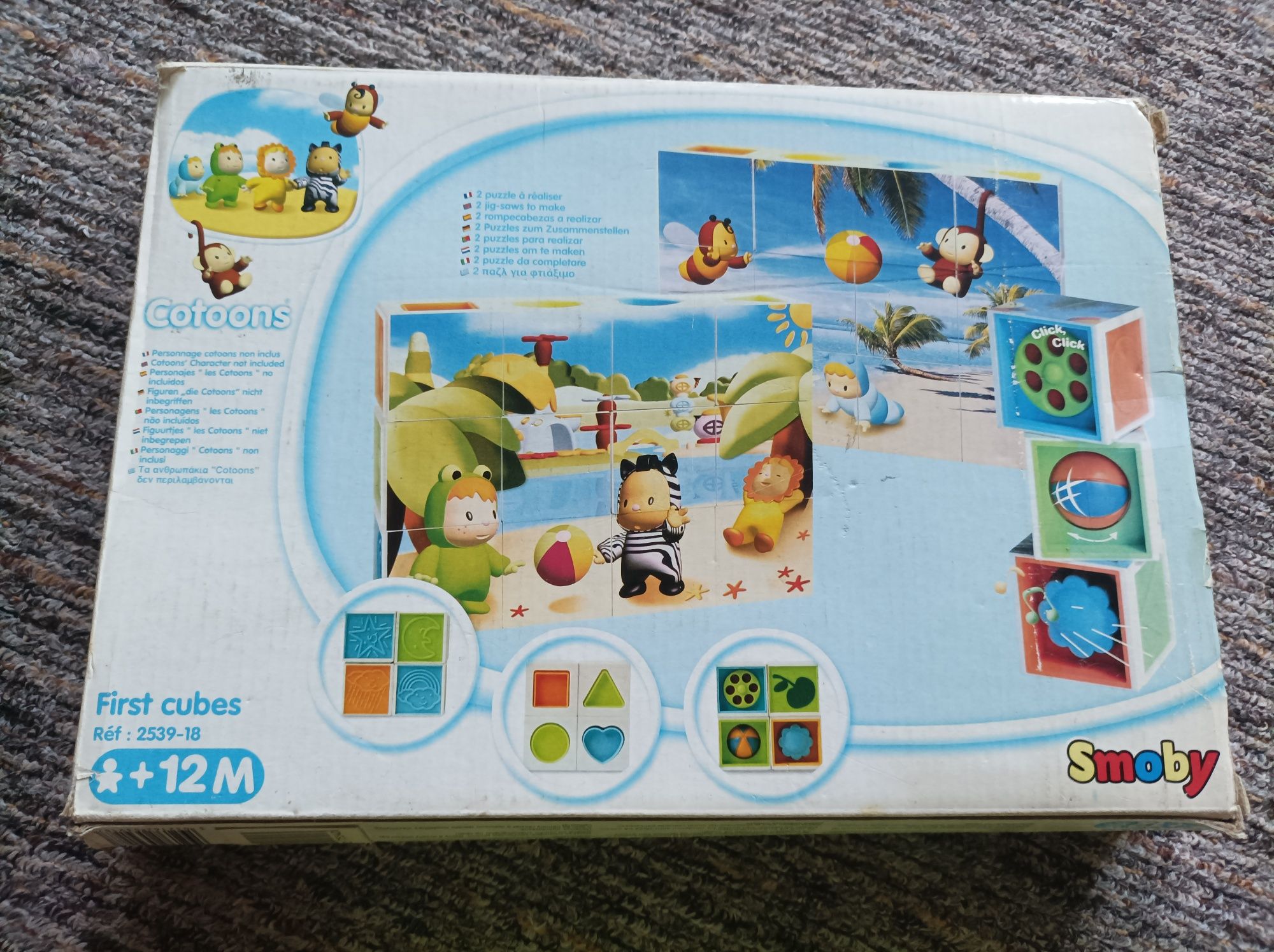 Klocki edukacyjne puzzle sensoryczne układanka 12m+ Cotoons Smoby