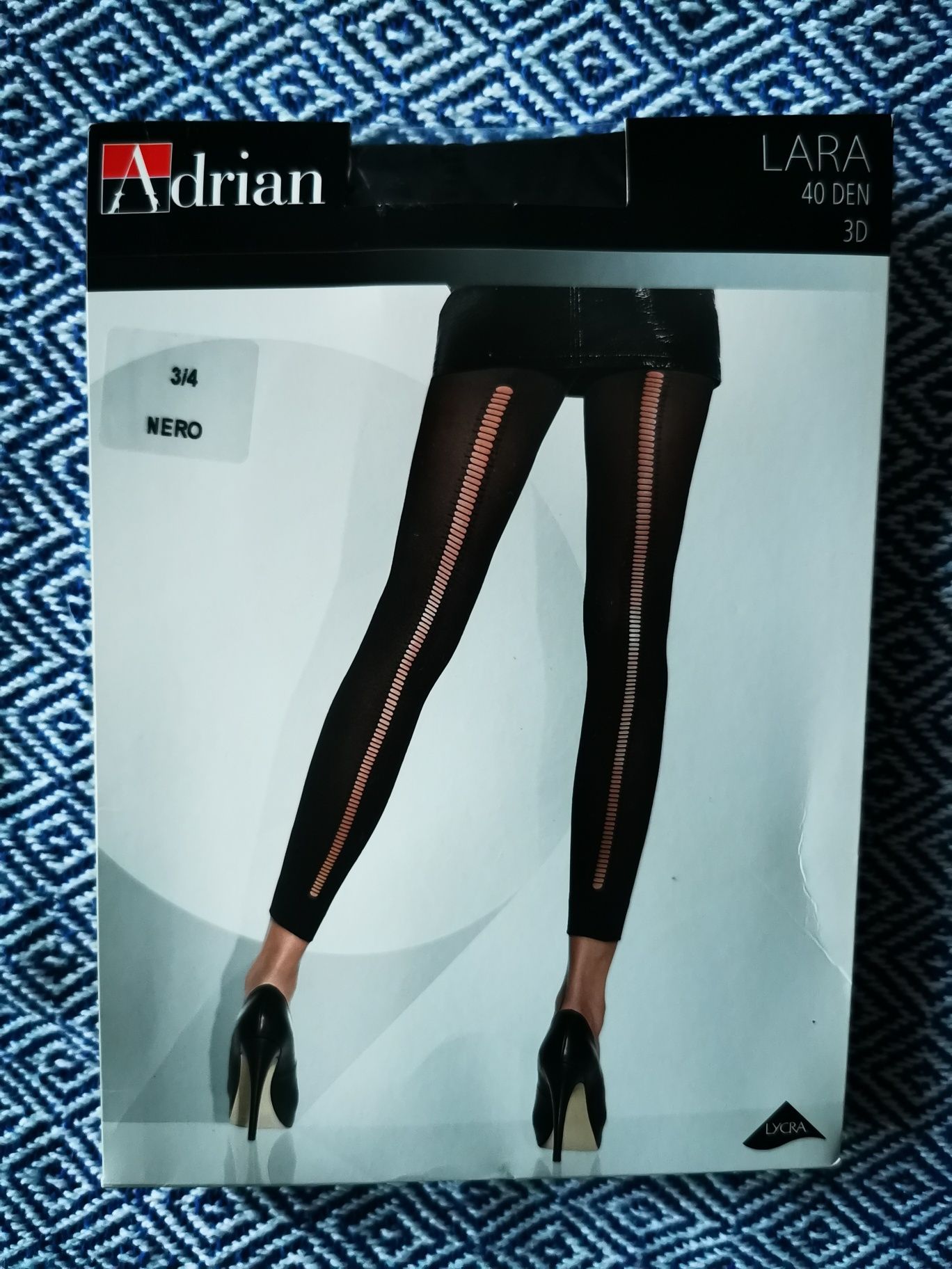 Legginsy wzorzyste Adrian 40 den czarne nero 3/4