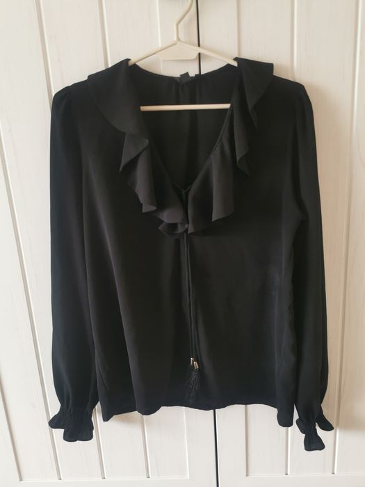 Koszula bluzka damska elegancka z frędzlami i falbankami