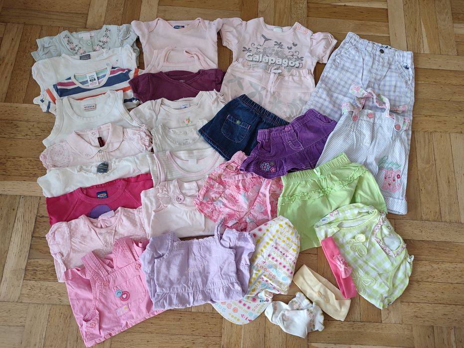 Tanio paka dla dziewczynki na lato 62 68 bluzki spódniczki body spoden