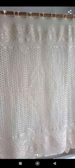 Firanka zazdrostka szydełkowa ecru 65x120 rękodzieło nowa