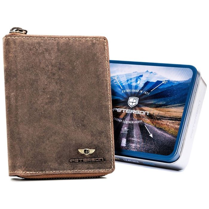 duży, skórzany portfel męski na zamek - peterson