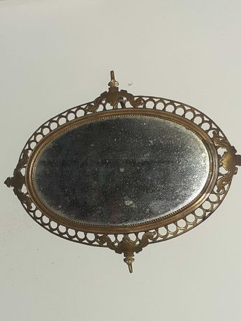 Espelho Antigo c/ Moldura em Latão Rendilhado