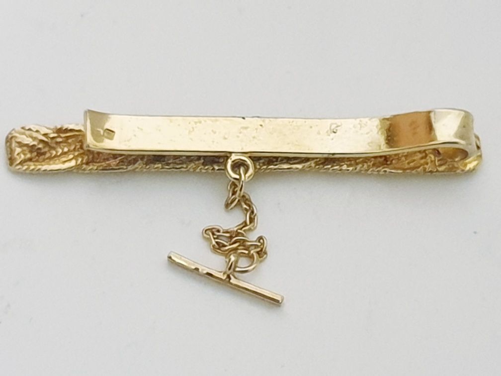 Lindo vintage clip de gravata em prata portuguesa dourada
