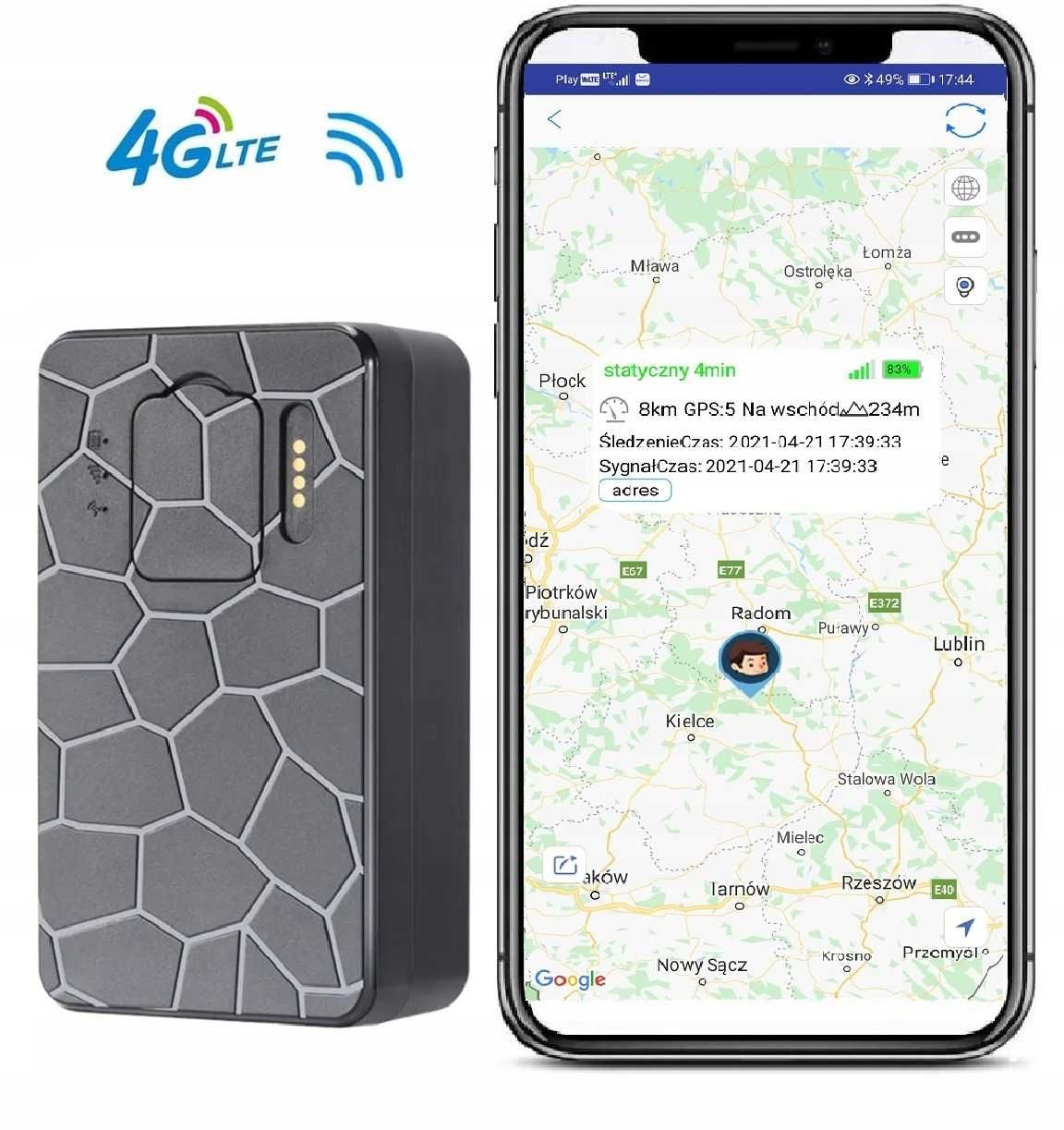 Lokalizator GPS 4G LTE 100 dni magnes podłuch