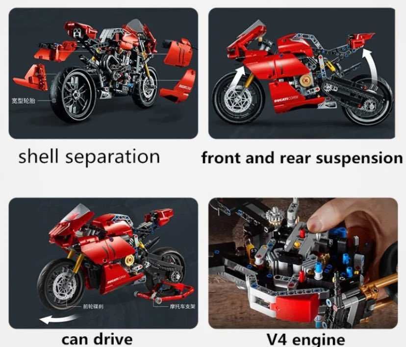 Klocki wzór LEGO Ducati Panigale V4 Motocykl Prezent Wyścigowy Pudełko