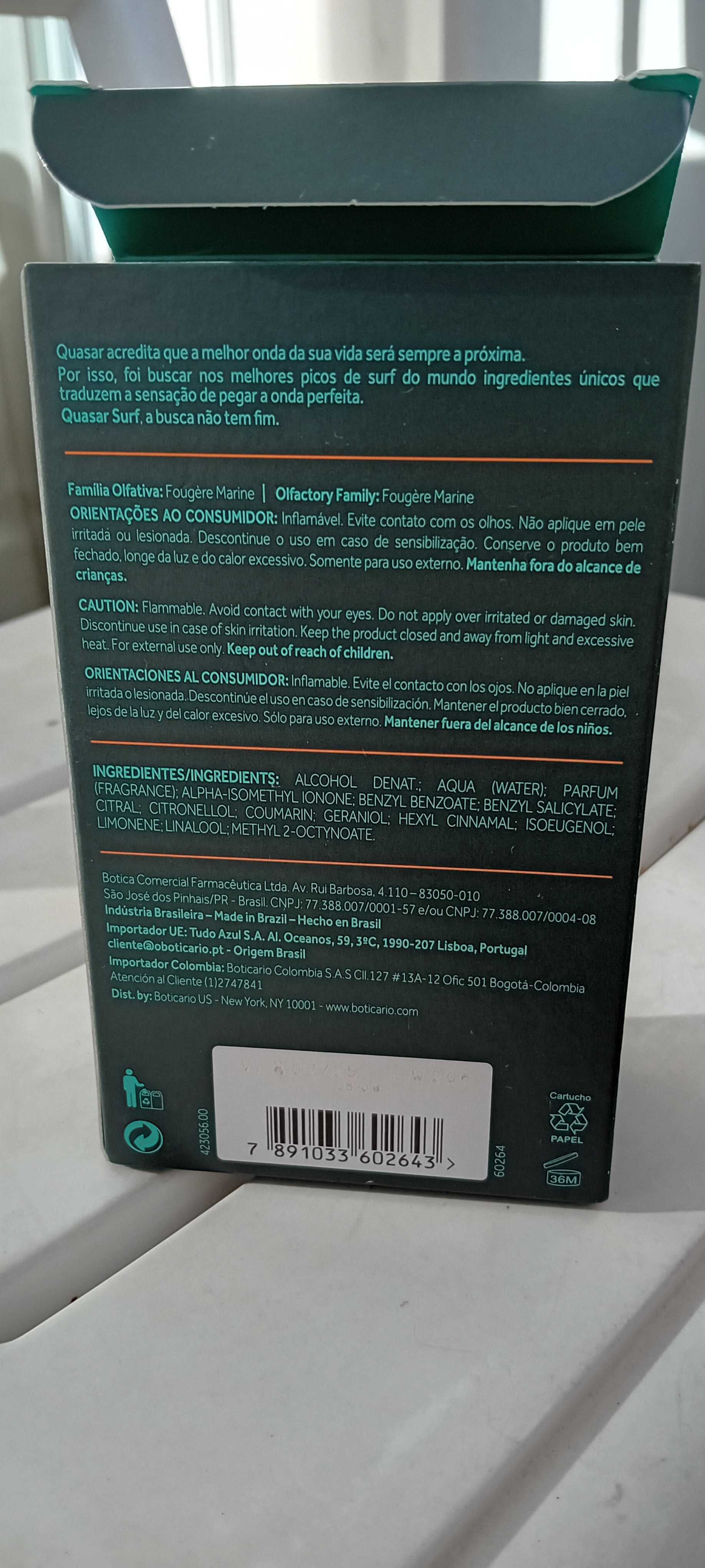 Quasar Surf do Boticário - perfume homem 100ml