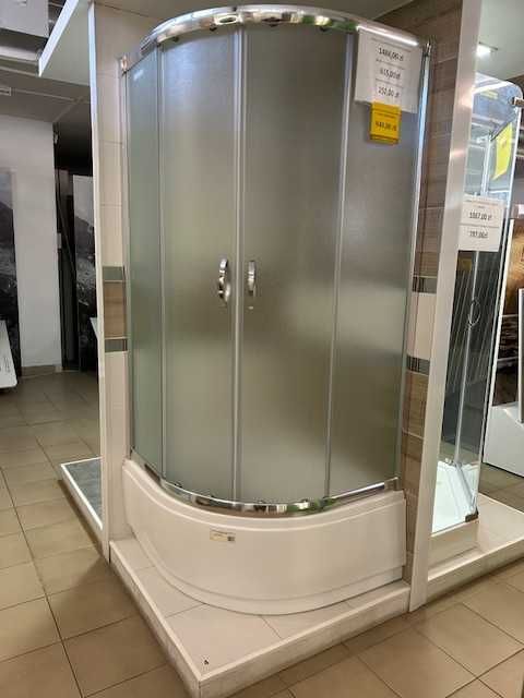 Zestaw kabina półokrągła 90X90 szkło mrożone