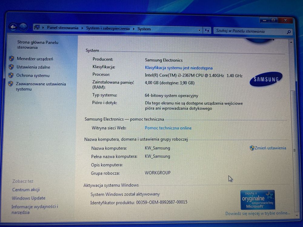 Laptop Ultrabook Samsung NP530U3B-A03PL 13,3", Core i3 1,4 GHz, 4GB)