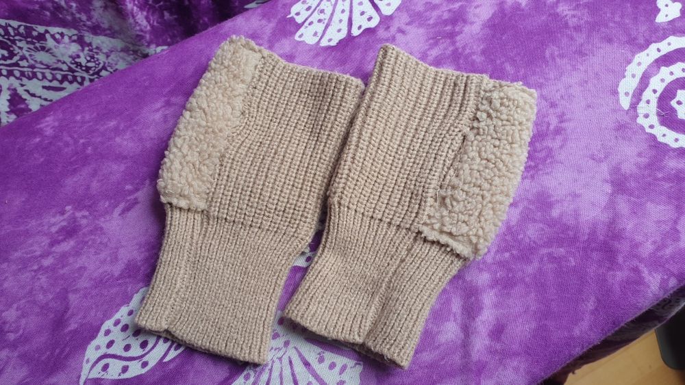 Cieplutkie mitenki damskie Owieczka brąz one size