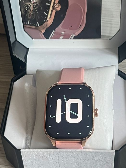 Elegancki smartwatch damski z funkcją rozmów – różowe złoto | LaxasFit